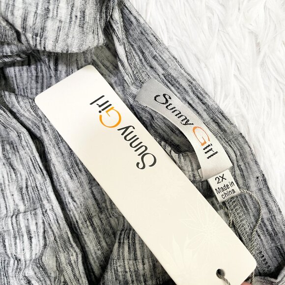 Women Sunny Girl Crew Neck Wrap Midi Dress in Heathered Gray Size 2X - Picture 9 of 9